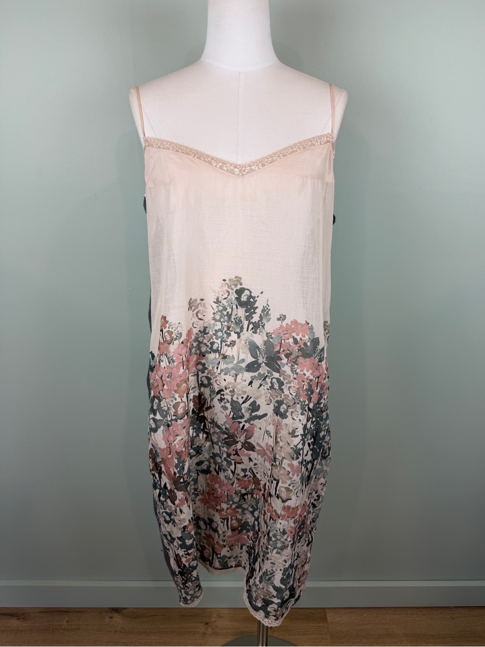 Zara made in Portugal floral lace sheer nightgown Cottagecore size M/L